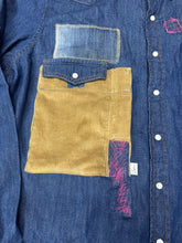 Load image into Gallery viewer, Denim shirt Upcycled detail
