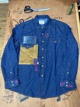 Load image into Gallery viewer, Denim shirt Upcycled detail
